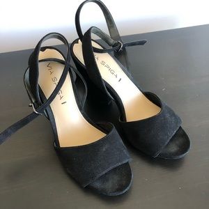 Via Spiga Suede and Leather Block Heels